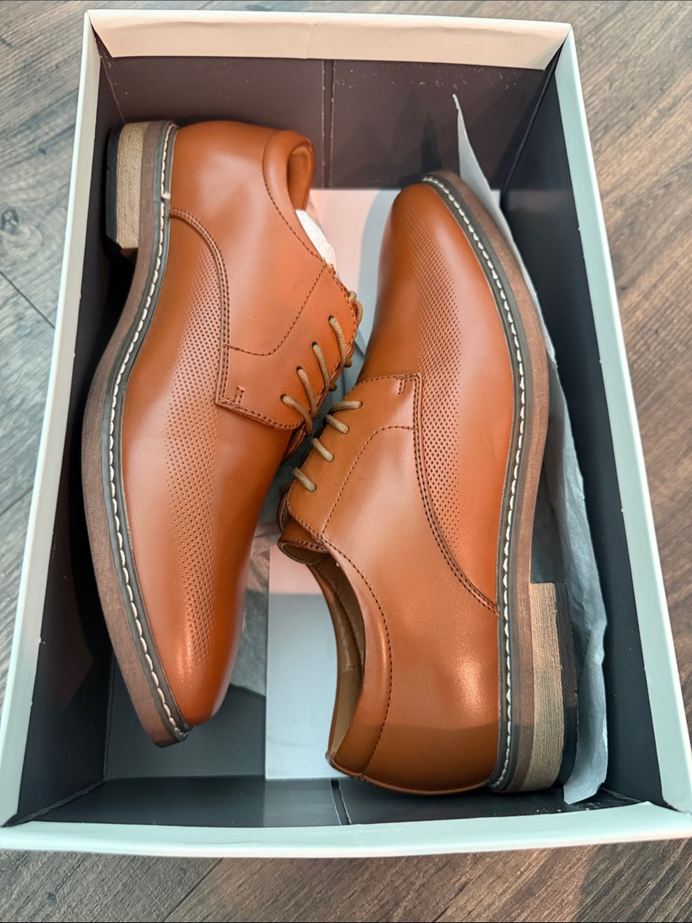 Charlies Cognac Brown Leather Dress Shoes